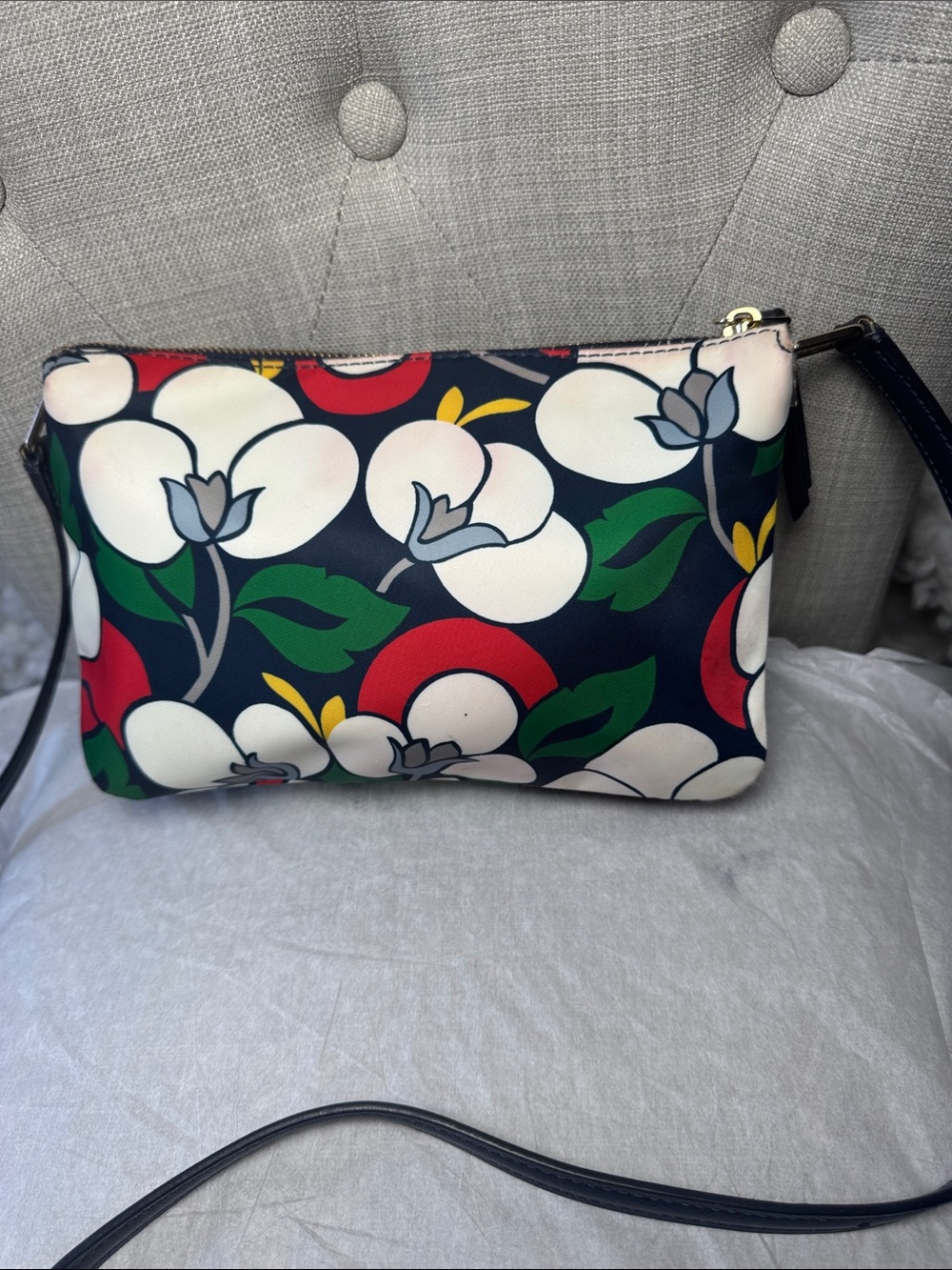 kate spade Navy Floral Print Crossbody with Gold Hardware - Picture 2 of 8